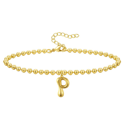 Gold Plated Beaded Initial Bracelets
