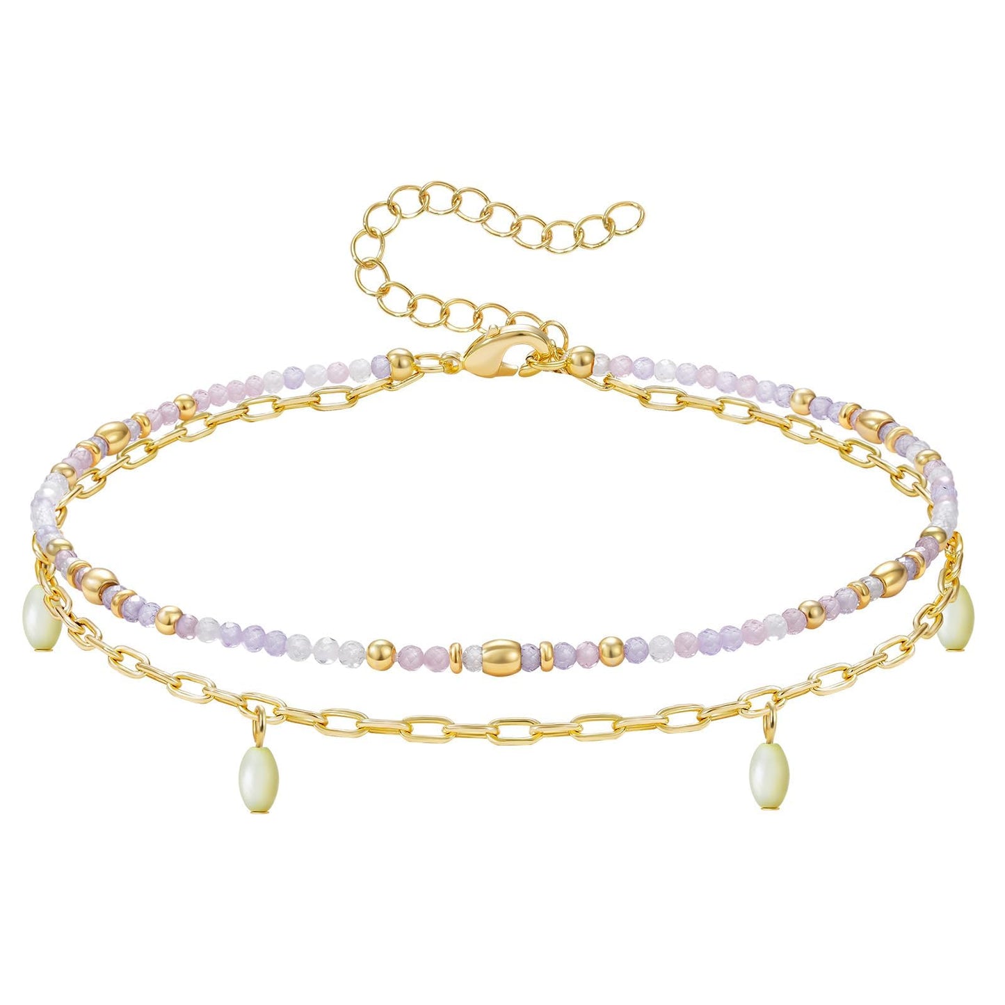 Layered Beaded Ankle Bracelets