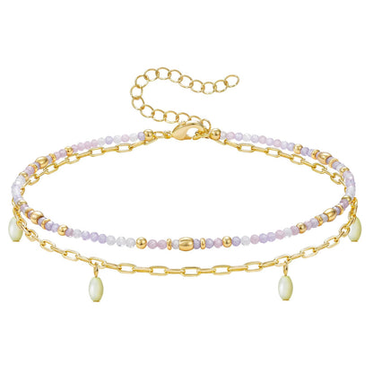 Layered Beaded Ankle Bracelets