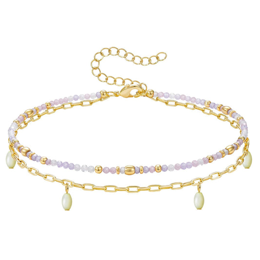 Layered Beaded Ankle Bracelets