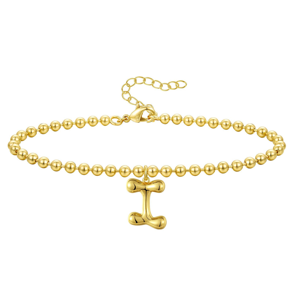 Gold Plated Beaded Initial Bracelets