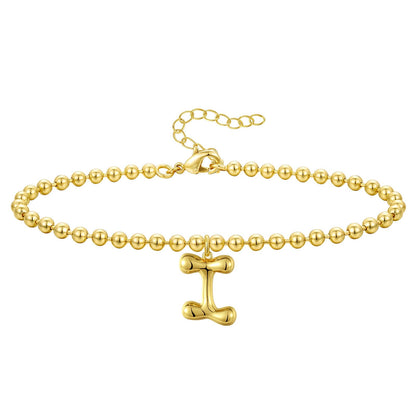 Gold Plated Beaded Initial Bracelets