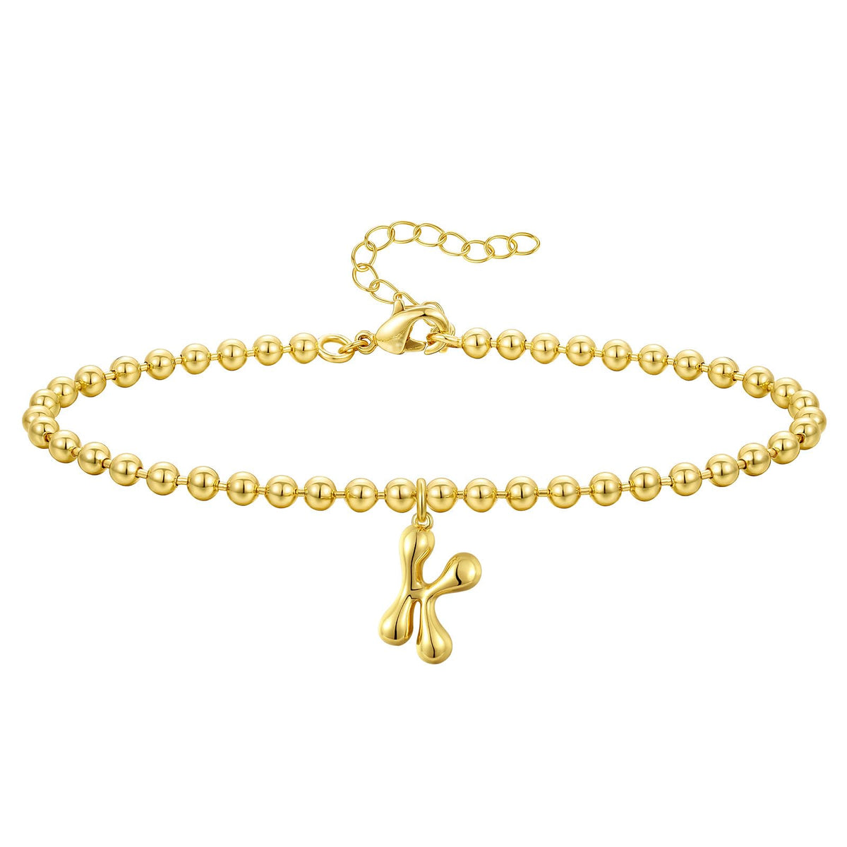 Gold Plated Beaded Initial Bracelets