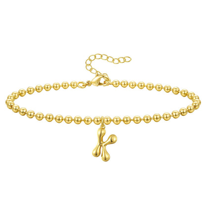 Gold Plated Beaded Initial Bracelets