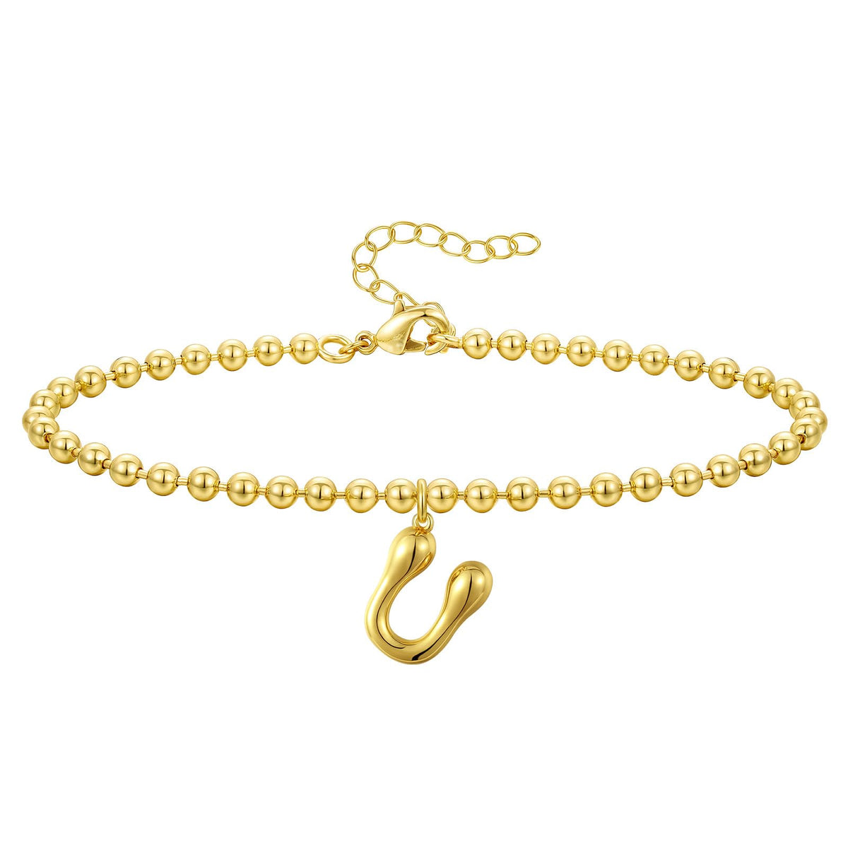 Gold Plated Beaded Initial Bracelets