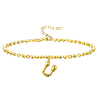 Gold Plated Beaded Initial Bracelets