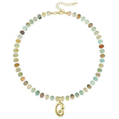 Colorful Beaded Bubble Letter Initial Necklace