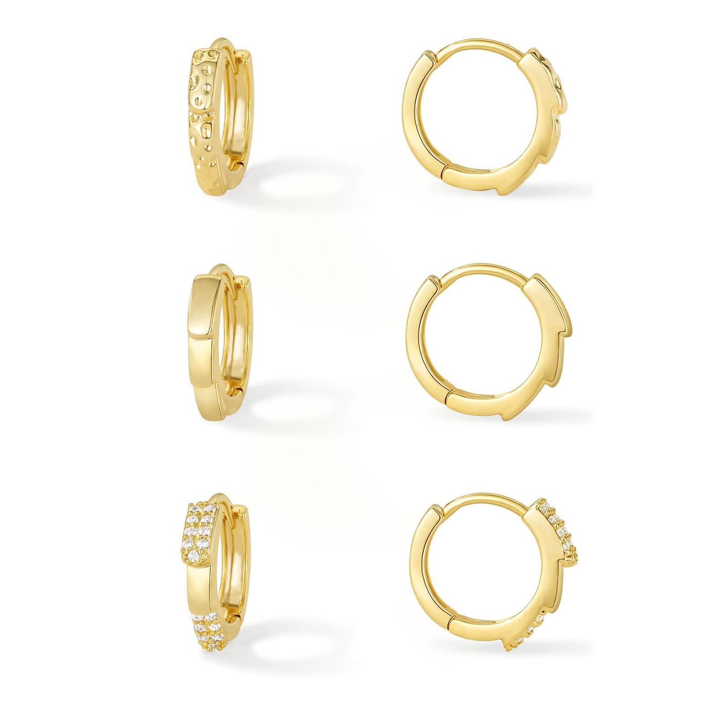Gold Plated Huggie Earrings Set