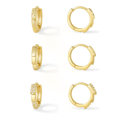 Gold Plated Huggie Earrings Set
