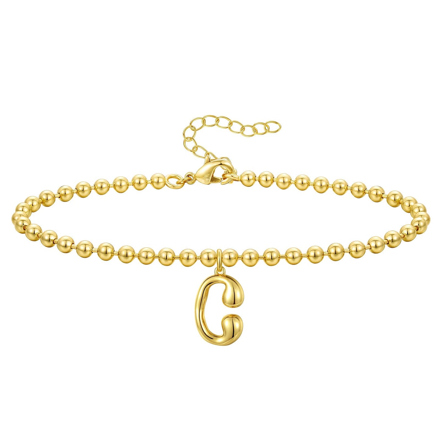 Gold Plated Beaded Initial Bracelets