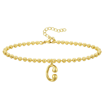 Gold Plated Beaded Initial Bracelets