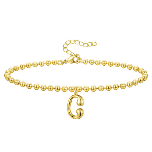 Gold Plated Beaded Initial Bracelets