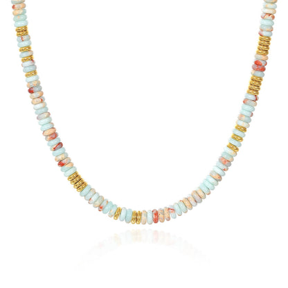 Boho Colorful Beaded Choker Natural Stone Necklace