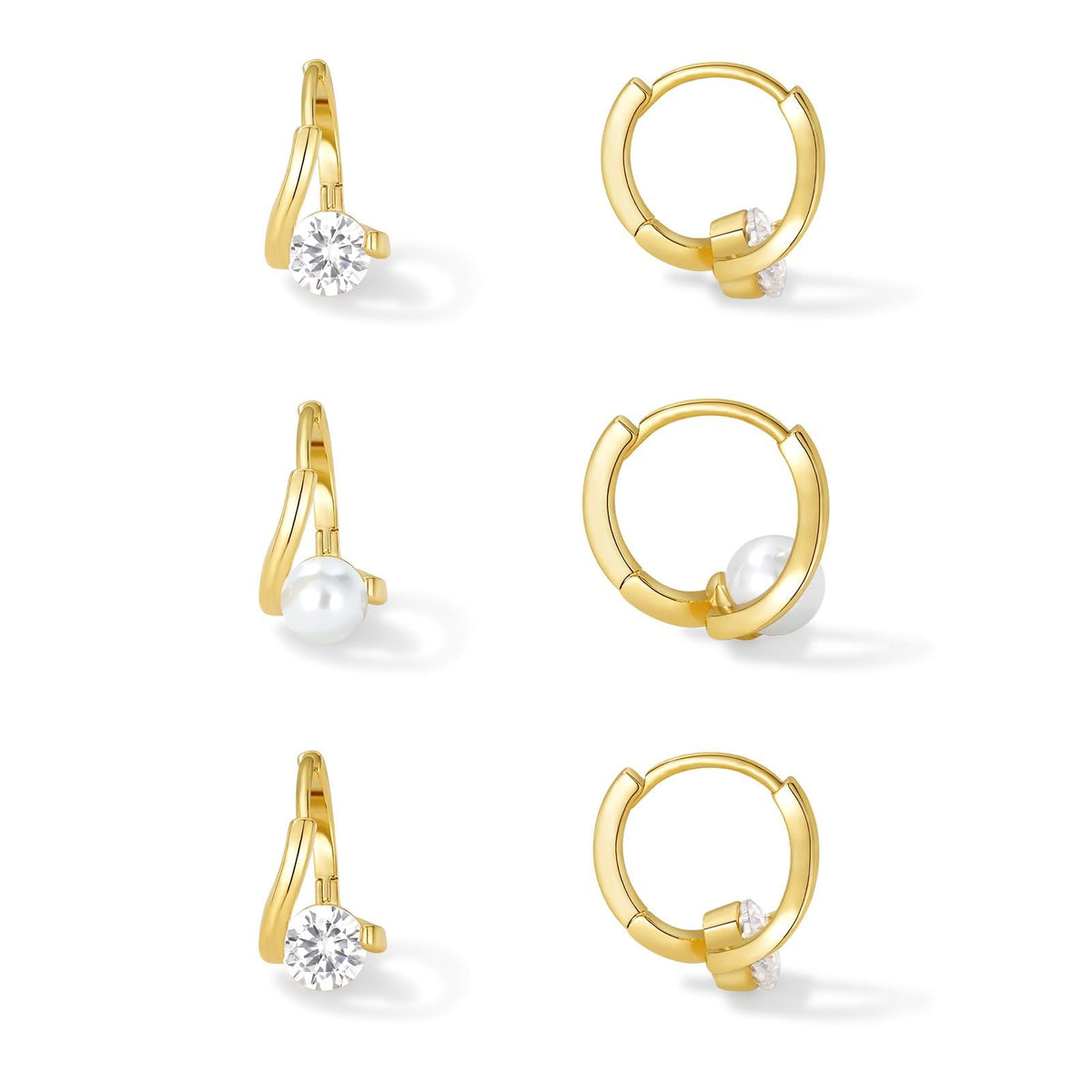 Gold Plated Huggie Earrings Set