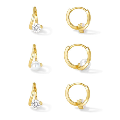 Gold Plated Huggie Earrings Set