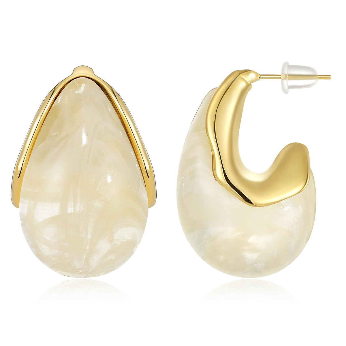 Acrylic Drop Earrings for Women, Chunky Resin Hoop