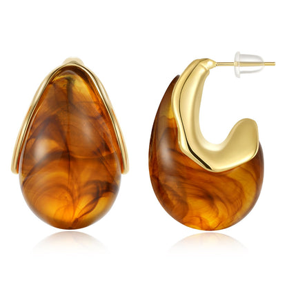 Acrylic Drop Earrings for Women, Chunky Resin Hoop