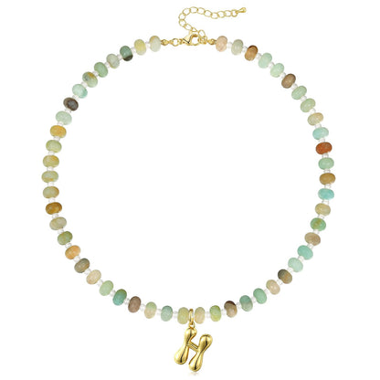 Colorful Beaded Bubble Letter Initial Necklace