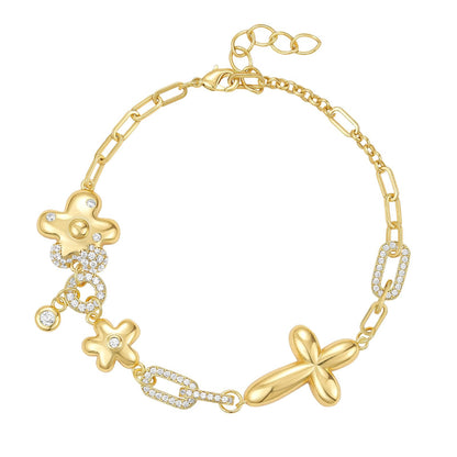 Gold Cross Flower Charm Bracelets