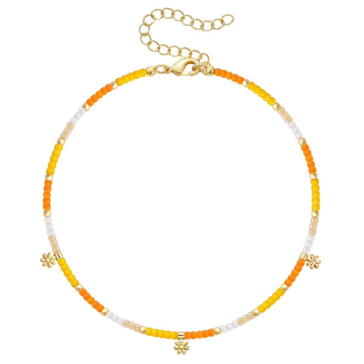 Beaded Ankle Bracelet with Dangling Charm