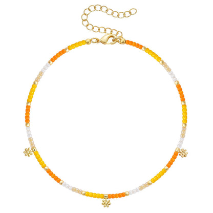 Beaded Ankle Bracelet with Dangling Charm