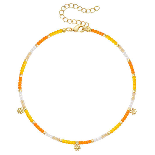 Beaded Ankle Bracelet with Dangling Charm