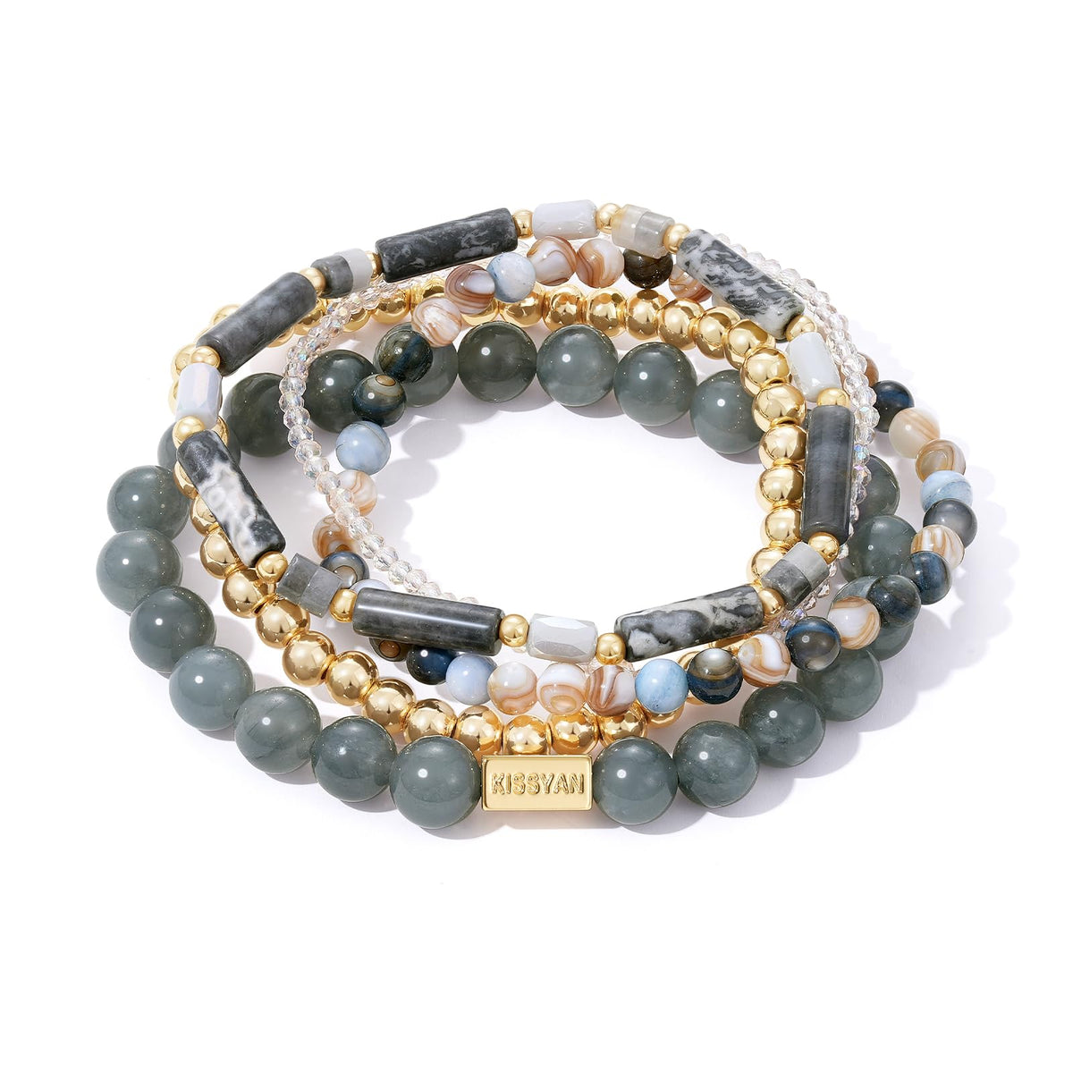 Natural Stone Stackable Beaded Bracelet