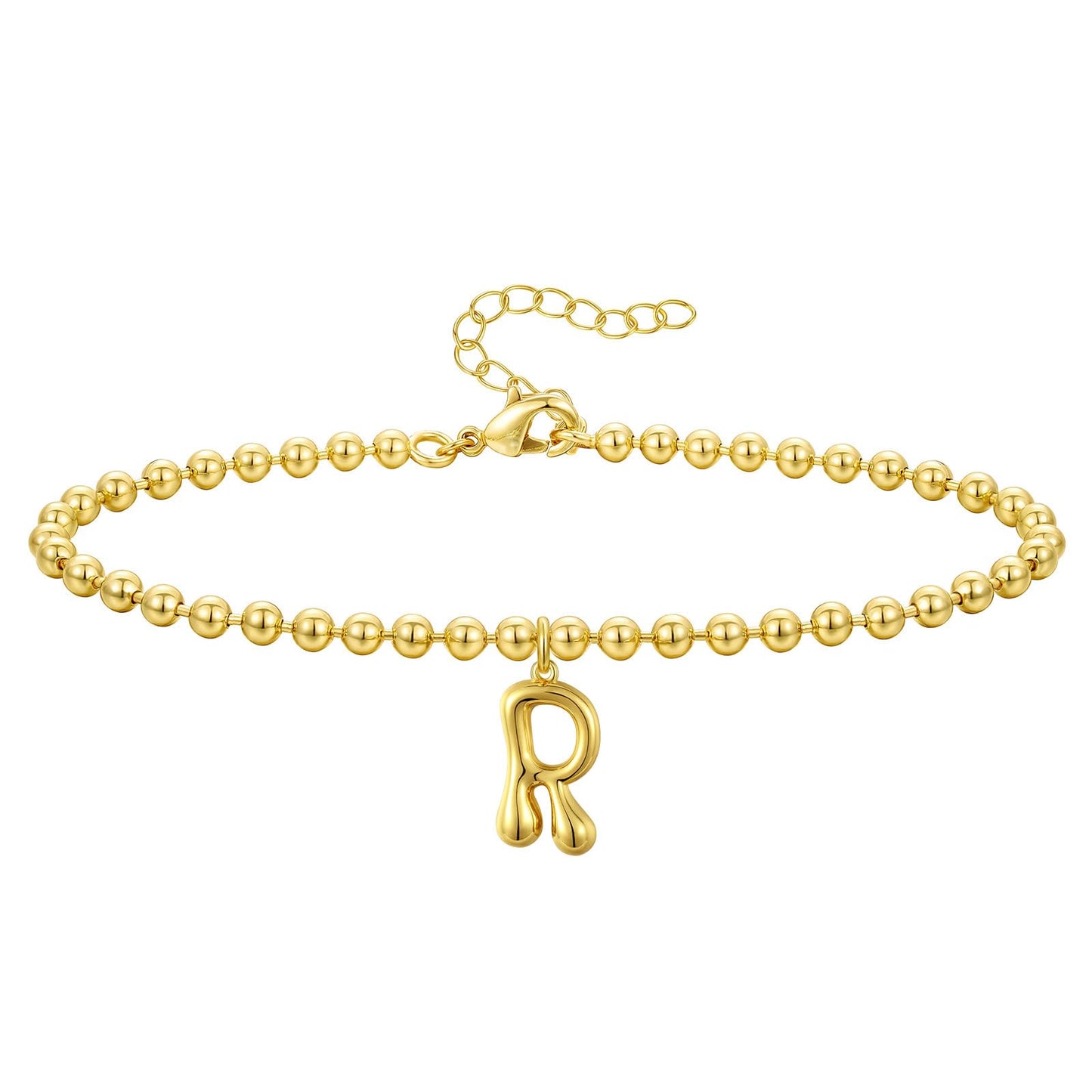 Gold Plated Beaded Initial Bracelets