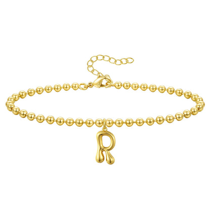 Gold Plated Beaded Initial Bracelets