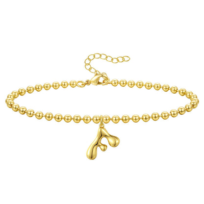 Gold Plated Beaded Initial Bracelets