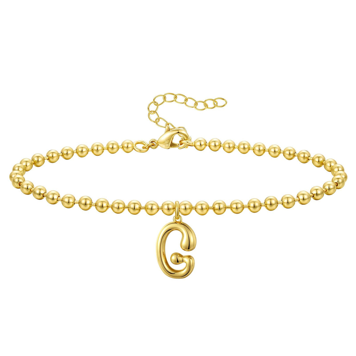 Gold Plated Beaded Initial Bracelets