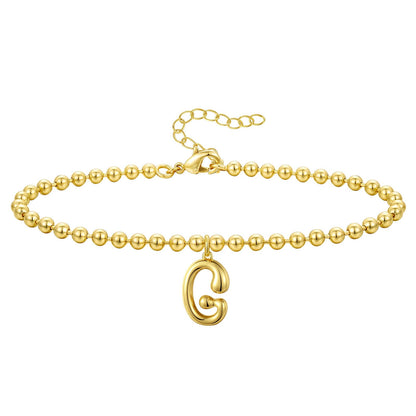 Gold Plated Beaded Initial Bracelets