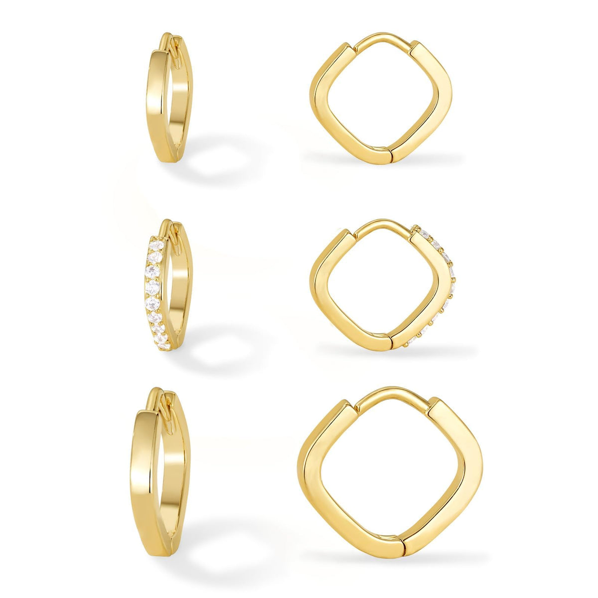 Gold Plated Huggie Earrings Set