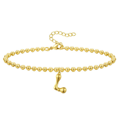 Gold Plated Beaded Initial Bracelets
