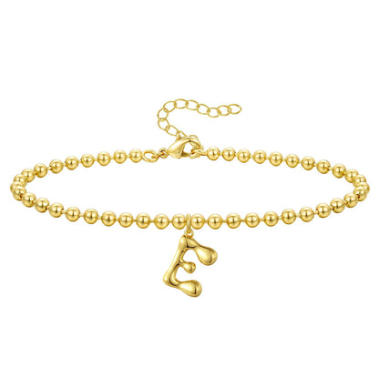 Gold Plated Beaded Initial Bracelets