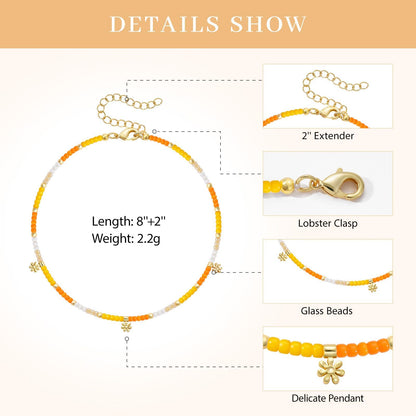 Beaded Ankle Bracelet with Dangling Charm