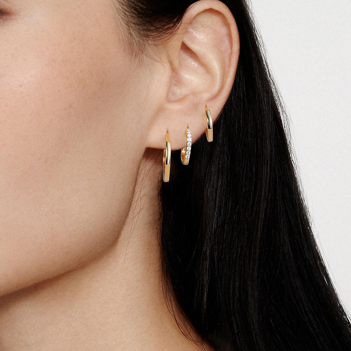 Gold Plated Huggie Earrings Set