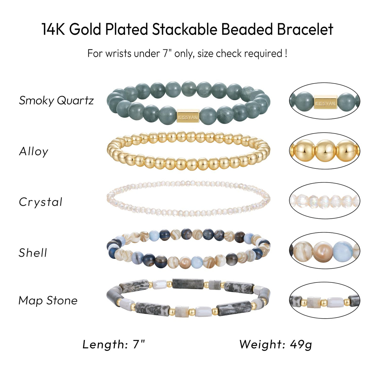Natural Stone Stackable Beaded Bracelet