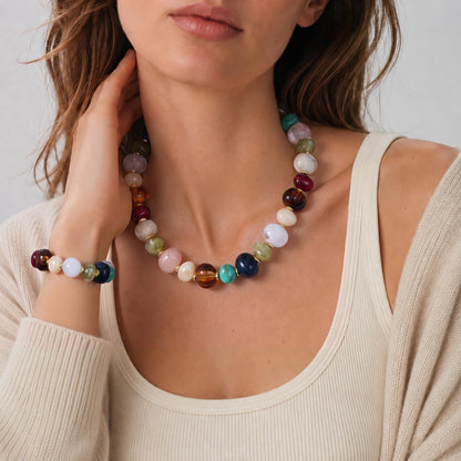 Chunky Translucent Resin Beaded Necklaces and Bracelet Set