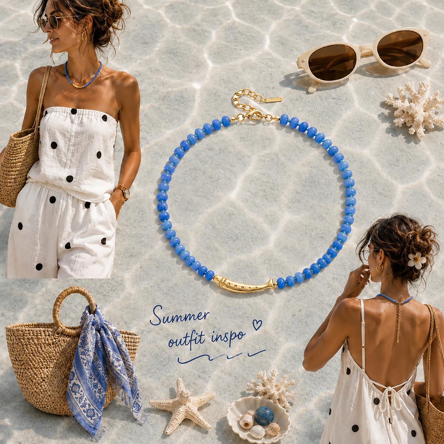 Beaded Fish Charm Necklace