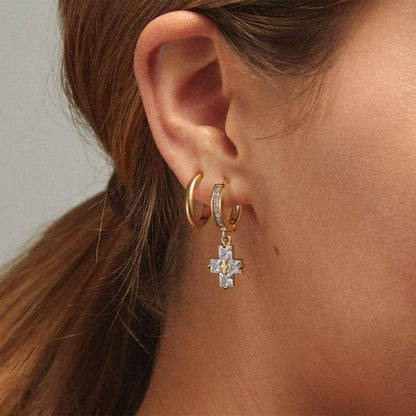 14K Gold Huggies Hoop Dangle Drop Earrings