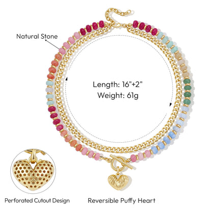 Layered Beaded Necklaces with Heart Pendant