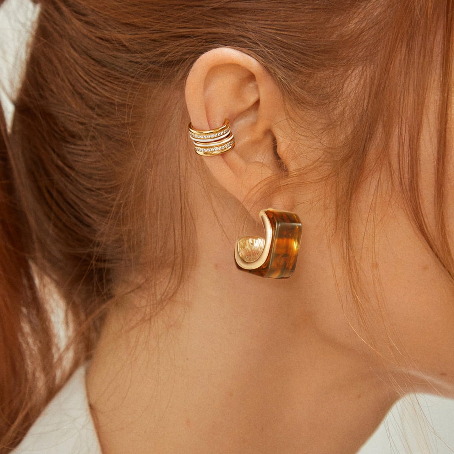 Acrylic Drop Earrings for Women, Chunky Resin Hoop