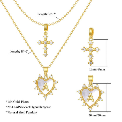 Layered Heart Pendant Initial Necklace