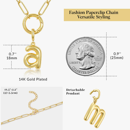 Gold Plated Initial Necklace with Removable Balloon Letter Pendant