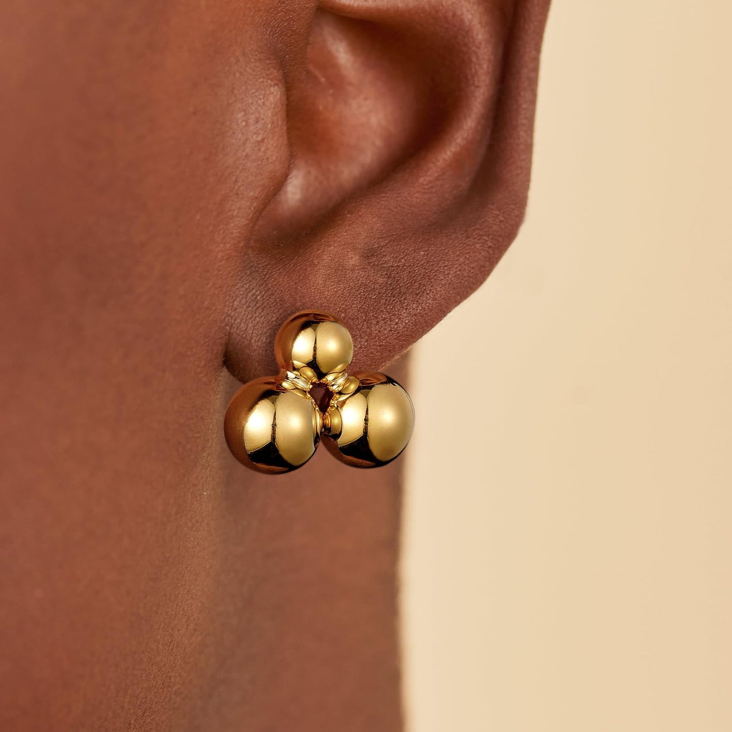 Gold Beaded Hoop Earrings