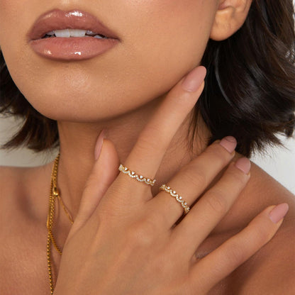 Gold Plated Pave CZ Crown Ring