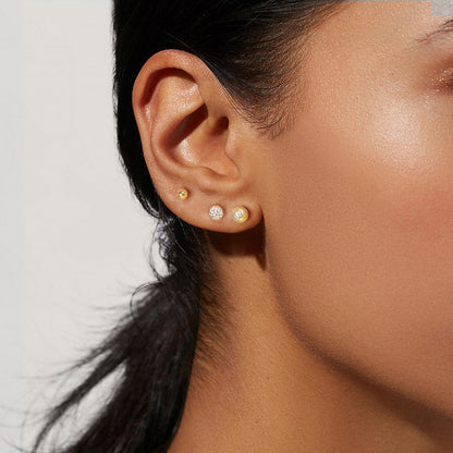 Gold Plated Stud Earrings 3 Pairs