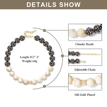 Leopard Print Resin Beaded Necklace