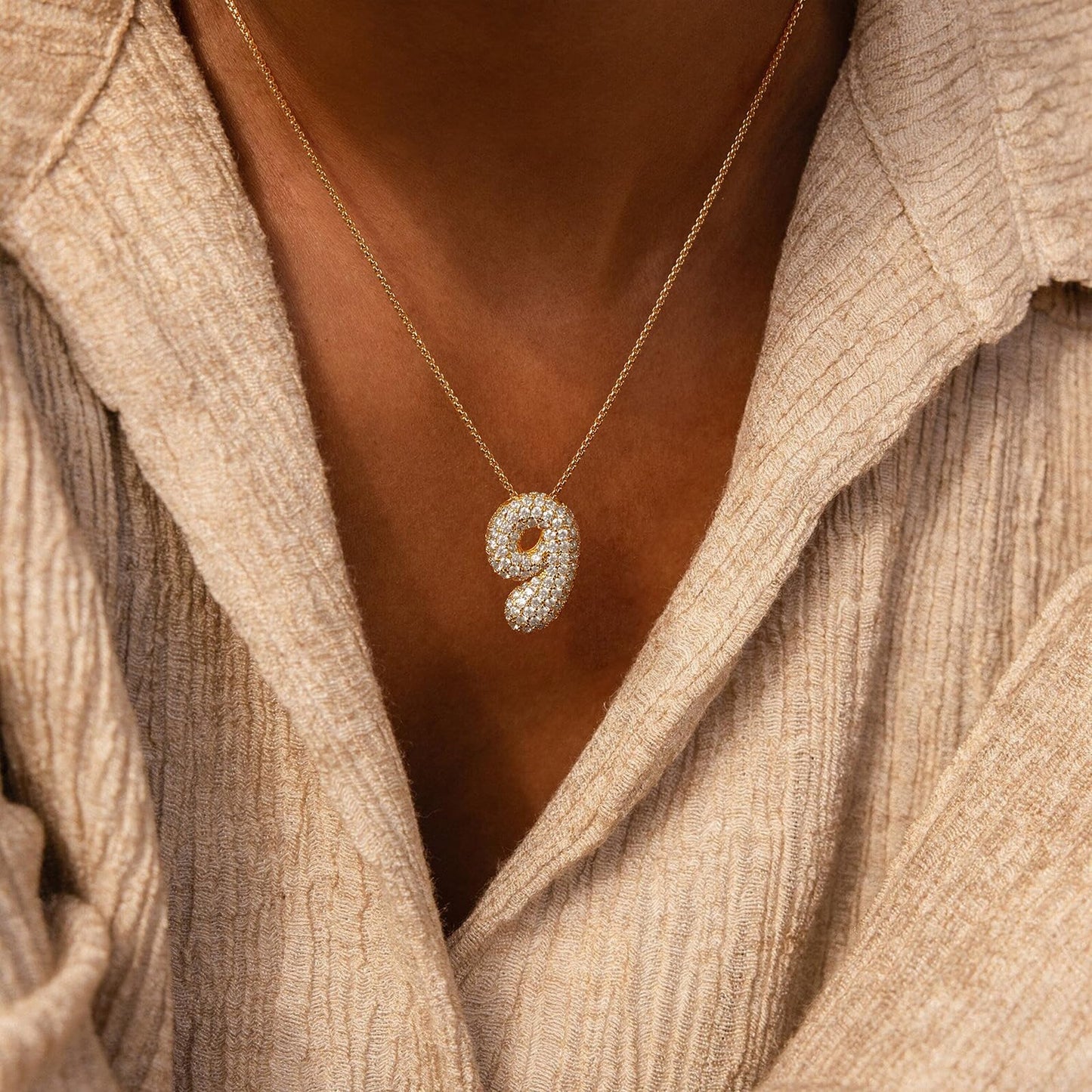 Bubble Number Pendant Necklaces